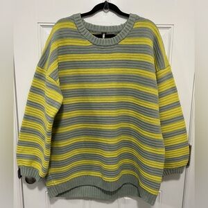 Free People Links Sweater Crewneck Knit Oversized Striped Slouchy Heavy